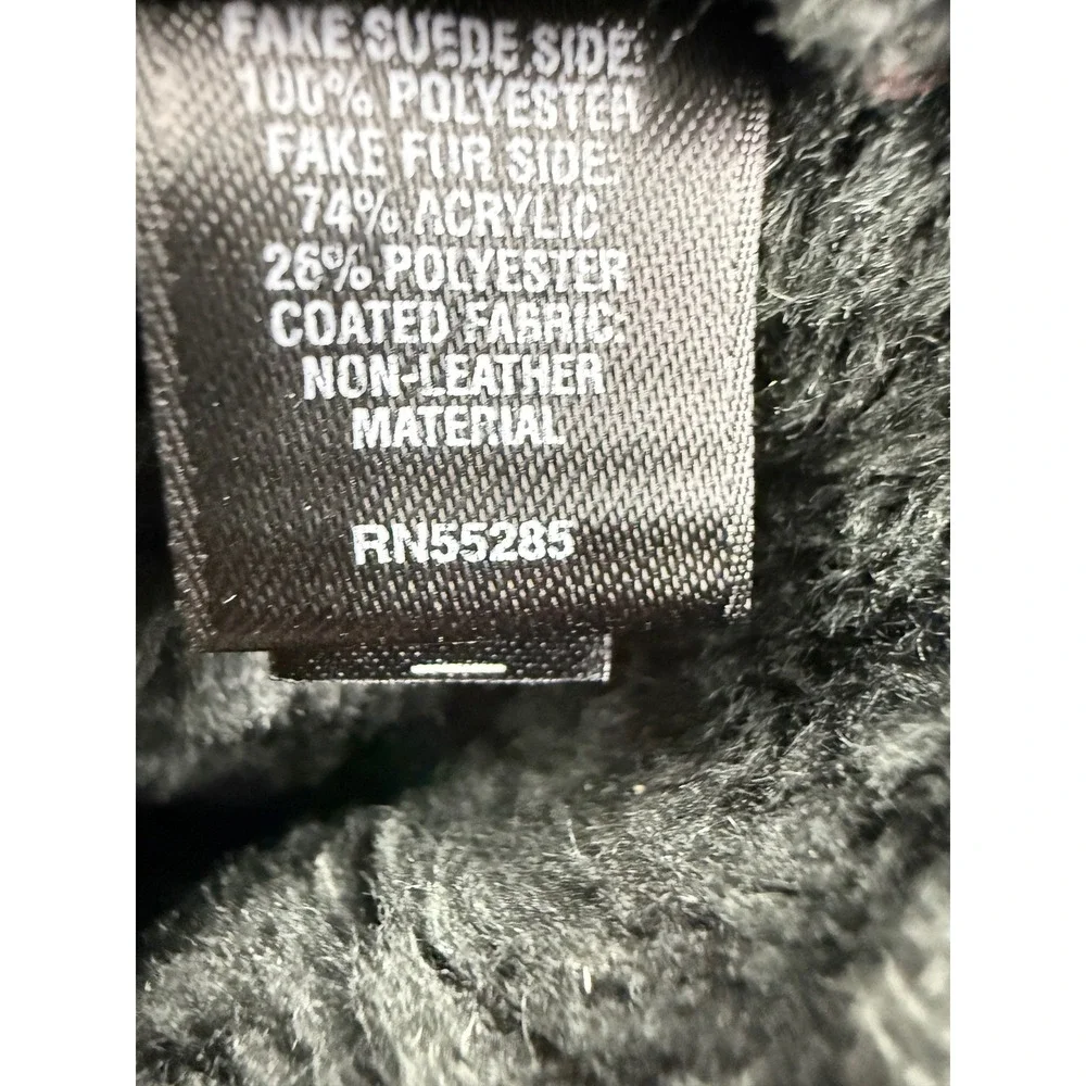 EXPRESS Black Faux Suede‎ Fur Lined Moto Jacket Womens Size Large